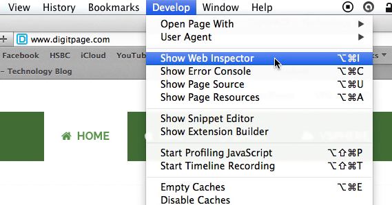Inspect element in Safari